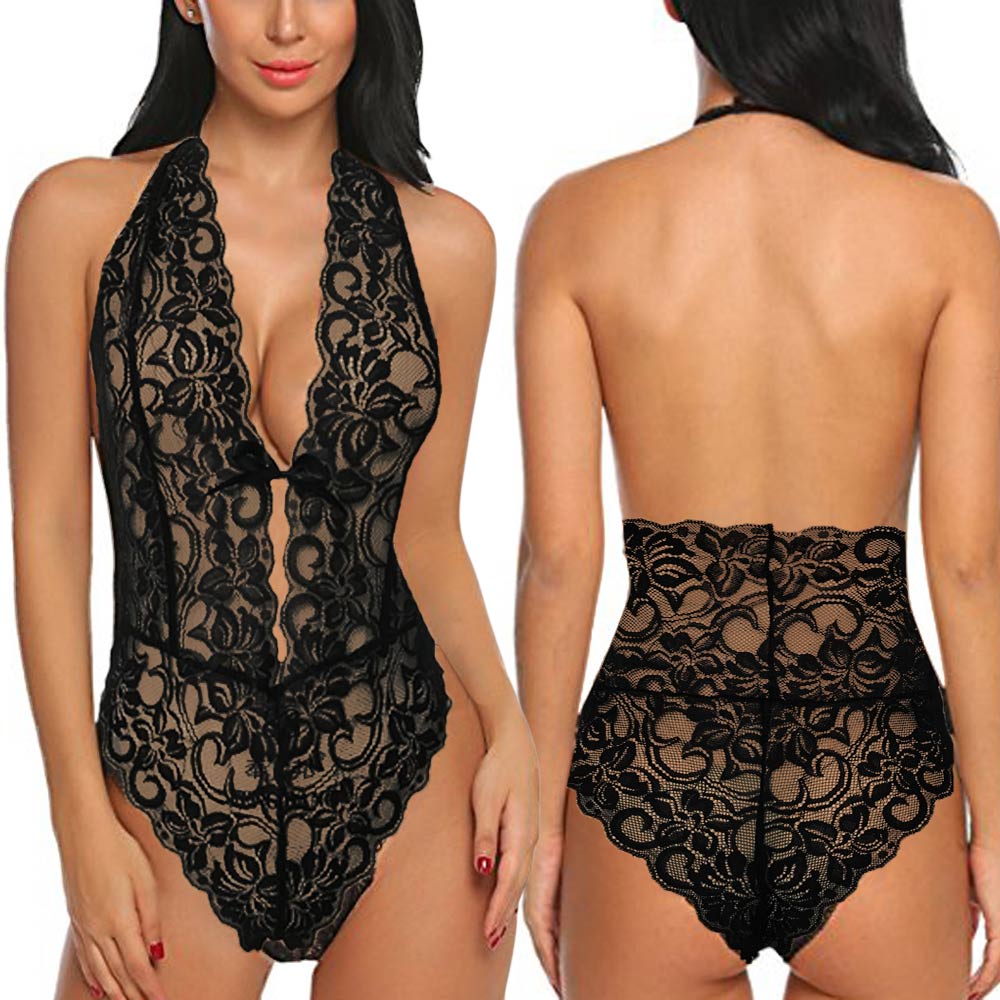 Seductive Black Lace Bodysuit - Sheer & Alluring Lingerie
